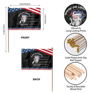Funny 4th Of July Patriotic Handheld Flag Sippin On Liber Tea Liberty Abe Lincoln 1776 USA Flag TS10 Print Your Wear