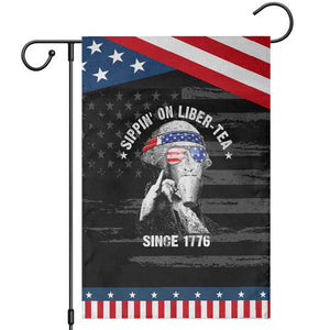Funny George Washington Garden Flag 4th Of July Sippin On Liber Tea Liberty American Flag 1776 TS10 Distressed Black Blue Print Your Wear
