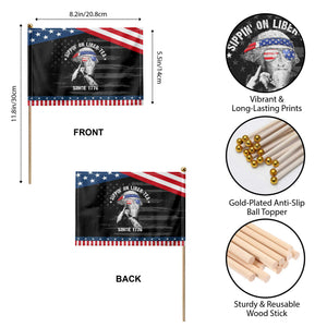 Funny George Washington Patriotic Handheld Flag 4th Of July Sippin On Liber Tea Liberty American Flag 1776 TS10 Print Your Wear