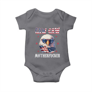 Bald Eagle Patriotic Baby Onesie Caw Caw Motherfucker American Flag TS10 Charcoal Print Your Wear