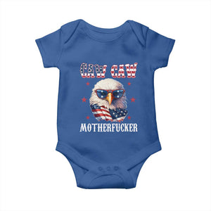 Bald Eagle Patriotic Baby Onesie Caw Caw Motherfucker American Flag TS10 Royal Blue Print Your Wear