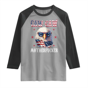 Bald Eagle Patriotic Raglan Shirt Caw Caw Motherfucker American Flag TS10 Sport Gray Black Print Your Wear