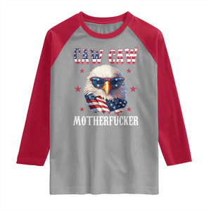 Bald Eagle Patriotic Raglan Shirt Caw Caw Motherfucker American Flag TS10 Sport Gray Red Print Your Wear