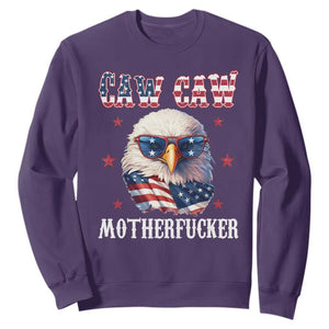Bald Eagle Patriotic Sweatshirt Caw Caw Motherfucker American Flag TS10 Purple Print Your Wear