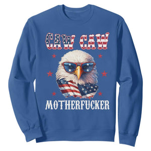 Bald Eagle Patriotic Sweatshirt Caw Caw Motherfucker American Flag TS10 Royal Blue Print Your Wear
