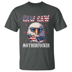 Bald Eagle Patriotic T Shirt Caw Caw Motherfucker American Flag TS10 Dark Heather Print Your Wear