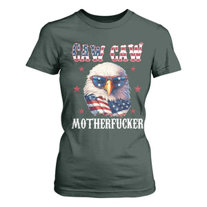 Bald Eagle Patriotic T Shirt For Women Caw Caw Motherfucker American Flag TS10 Dark Forest Green Print Your Wear