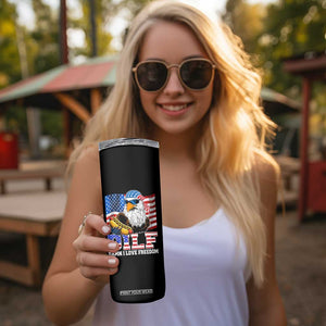 Funny Patriotic 4th Of July Skinny Tumbler Eagle DILF Damn I Love Freedom TS10 Print Your Wear