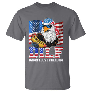 Funny Patriotic 4th Of July T Shirt Eagle DILF Damn I Love Freedom TS10 Charcoal Print Your Wear