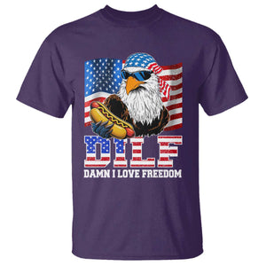 Funny Patriotic 4th Of July T Shirt Eagle DILF Damn I Love Freedom TS10 Purple Print Your Wear