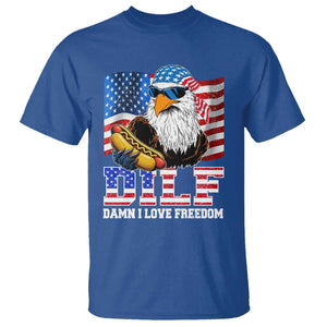 Funny Patriotic 4th Of July T Shirt Eagle DILF Damn I Love Freedom TS10 Royal Blue Print Your Wear