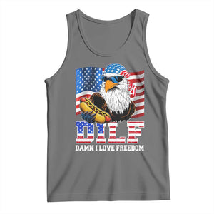 Funny Patriotic 4th Of July Tank Top Eagle DILF Damn I Love Freedom TS10 Black Heather Print Your Wear
