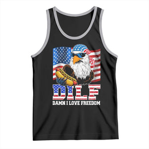 Funny Patriotic 4th Of July Tank Top Eagle DILF Damn I Love Freedom TS10 Black Athletic Heather Print Your Wear