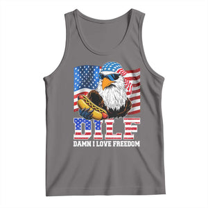 Funny Patriotic 4th Of July Tank Top Eagle DILF Damn I Love Freedom TS10 Deep Heather Print Your Wear