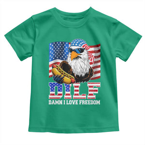 Funny Patriotic 4th Of July Toddler T Shirt Eagle DILF Damn I Love Freedom TS10 Irish Green Print Your Wear