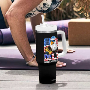 Funny Patriotic 4th Of July Tumbler With Handle Eagle DILF Damn I Love Freedom TS10 Print Your Wear