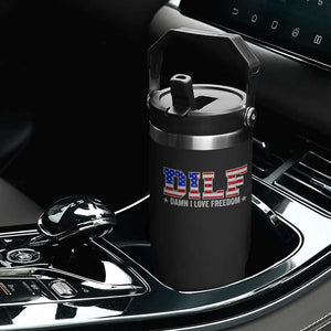 Funny Patriotic 4th Of July Flip Straw Tumbler DILF Damn I Love Freedom American Flag TS10 Print Your Wear