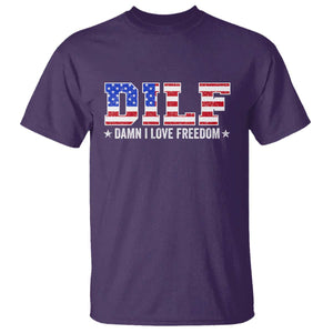Funny Patriotic 4th Of July T Shirt DILF Damn I Love Freedom American Flag TS10 Purple Print Your Wear