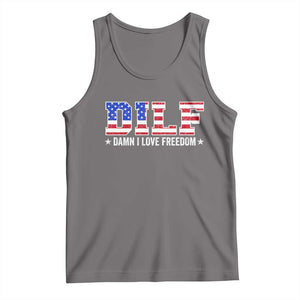 Funny Patriotic 4th Of July Tank Top DILF Damn I Love Freedom American Flag TS10 Deep Heather Print Your Wear