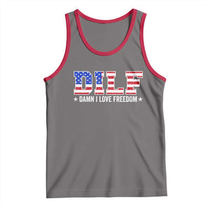 Funny Patriotic 4th Of July Tank Top DILF Damn I Love Freedom American Flag TS10 Deep Heather Red Print Your Wear