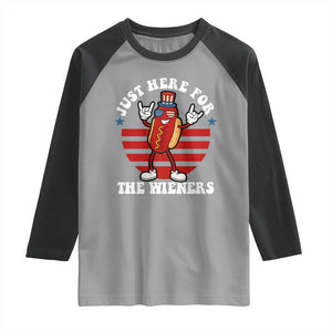 Funny 4th Of July Raglan Shirt I'm Just Here for The Wieners Hot Dog TS10 Sport Gray Black Print Your Wear