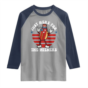 Funny 4th Of July Raglan Shirt I'm Just Here for The Wieners Hot Dog TS10 Sport Gray Navy Print Your Wear