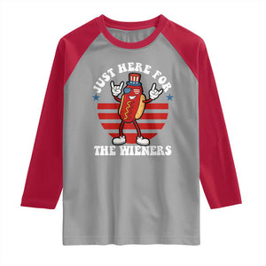 Funny 4th Of July Raglan Shirt I'm Just Here for The Wieners Hot Dog TS10 Sport Gray Red Print Your Wear