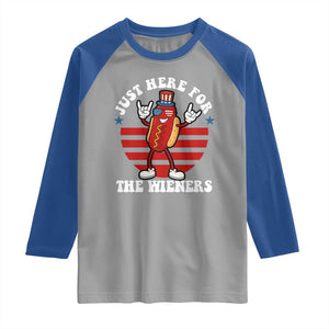 Funny 4th Of July Raglan Shirt I'm Just Here for The Wieners Hot Dog TS10 Sport Gray Royal Print Your Wear