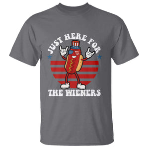 Funny 4th Of July T Shirt I'm Just Here for The Wieners Hot Dog TS10 Charcoal Print Your Wear