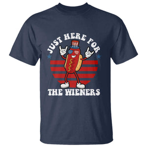 Funny 4th Of July T Shirt I'm Just Here for The Wieners Hot Dog TS10 Navy Print Your Wear