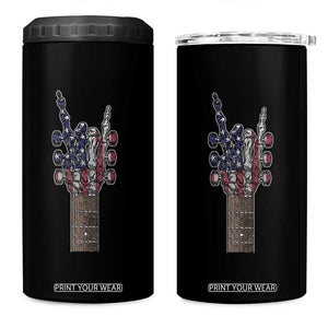 Rock On Skeleton Hand Guitar 4 in 1 Can Cooler Tumbler Retro American Flag Heavy Metal Guitarist TS10 One Size: 16 oz Black Print Your Wear