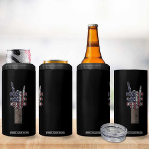 Rock On Skeleton Hand Guitar 4 in 1 Can Cooler Tumbler Retro American Flag Heavy Metal Guitarist TS10 Print Your Wear