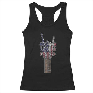 Rock On Skeleton Hand Guitar Racerback Tank Top Retro American Flag Heavy Metal Guitarist TS10 Black Print Your Wear