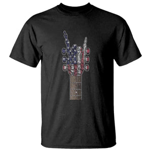 Rock On Skeleton Hand Guitar T Shirt Retro American Flag Heavy Metal Guitarist TS10 Black Print Your Wear
