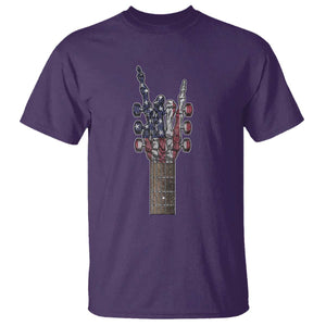 Rock On Skeleton Hand Guitar T Shirt Retro American Flag Heavy Metal Guitarist TS10 Purple Print Your Wear