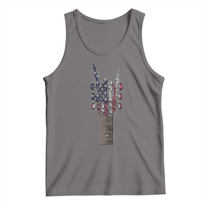 Rock On Skeleton Hand Guitar Tank Top Retro American Flag Heavy Metal Guitarist TS10 Deep Heather Print Your Wear