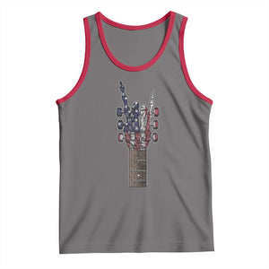 Rock On Skeleton Hand Guitar Tank Top Retro American Flag Heavy Metal Guitarist TS10 Deep Heather Red Print Your Wear
