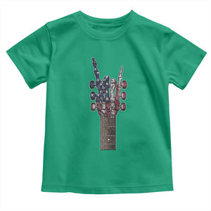 Rock On Skeleton Hand Guitar Toddler T Shirt Retro American Flag Heavy Metal Guitarist TS10 Irish Green Print Your Wear