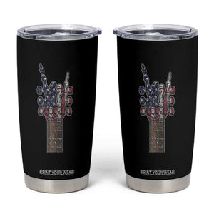 Rock On Skeleton Hand Guitar Tumbler Cup Retro American Flag Heavy Metal Guitarist TS10 Black Print Your Wear