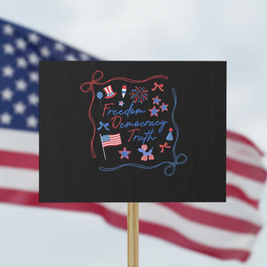 Patriotic Subtle FDT Protest Sign Coquette Bow Patriotic 4th of July TS10 Horizontal 18" × 24" Black Print Your Wear