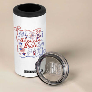 American Bride Bachelorette Party 4 in 1 Can Cooler Tumbler Coquette Bow 4th Of July TS10 Print Your Wear