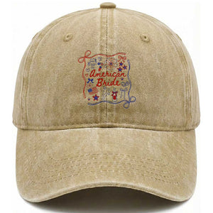 American Bride Bachelorette Party Washed Cotton Baseball Cap Coquette Bow 4th Of July TS10 Washed Cap Universal Fit Khaki Print Your Wear