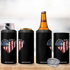 Patriotic Christian 4 in 1 Can Cooler Tumbler Faith In God Heart Cross Flag 4th Of July Religious TS10 Print Your Wear