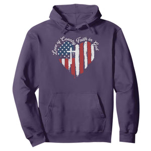 Patriotic Christian Hoodie Faith In God Heart Cross Flag 4th Of July Religious TS10 Purple Print Your Wear