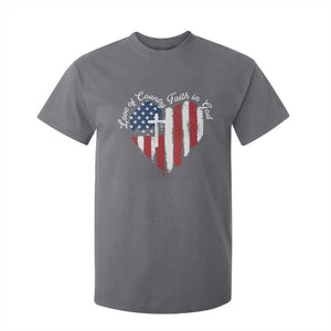 Patriotic Christian T Shirt For Kid Faith In God Heart Cross Flag 4th Of July Religious TS10 Charcoal Print Your Wear
