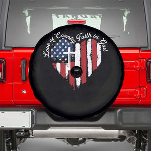 Patriotic Christian Spare Tire Cover Faith In God Heart Cross Flag 4th Of July Religious TS10 Black Print Your Wear