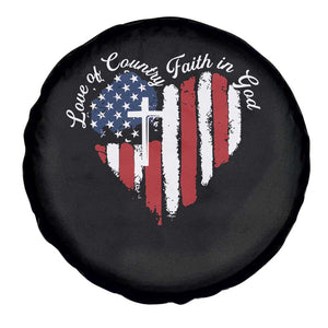 Patriotic Christian Spare Tire Cover Faith In God Heart Cross Flag 4th Of July Religious TS10 Print Your Wear