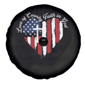 Patriotic Christian Spare Tire Cover Faith In God Heart Cross Flag 4th Of July Religious TS10 Print Your Wear