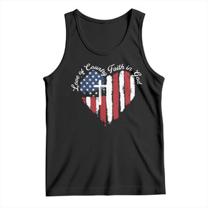 Patriotic Christian Tank Top Faith In God Heart Cross Flag 4th Of July Religious TS10 Black Print Your Wear