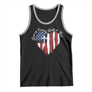 Patriotic Christian Tank Top Faith In God Heart Cross Flag 4th Of July Religious TS10 Black Athletic Heather Print Your Wear